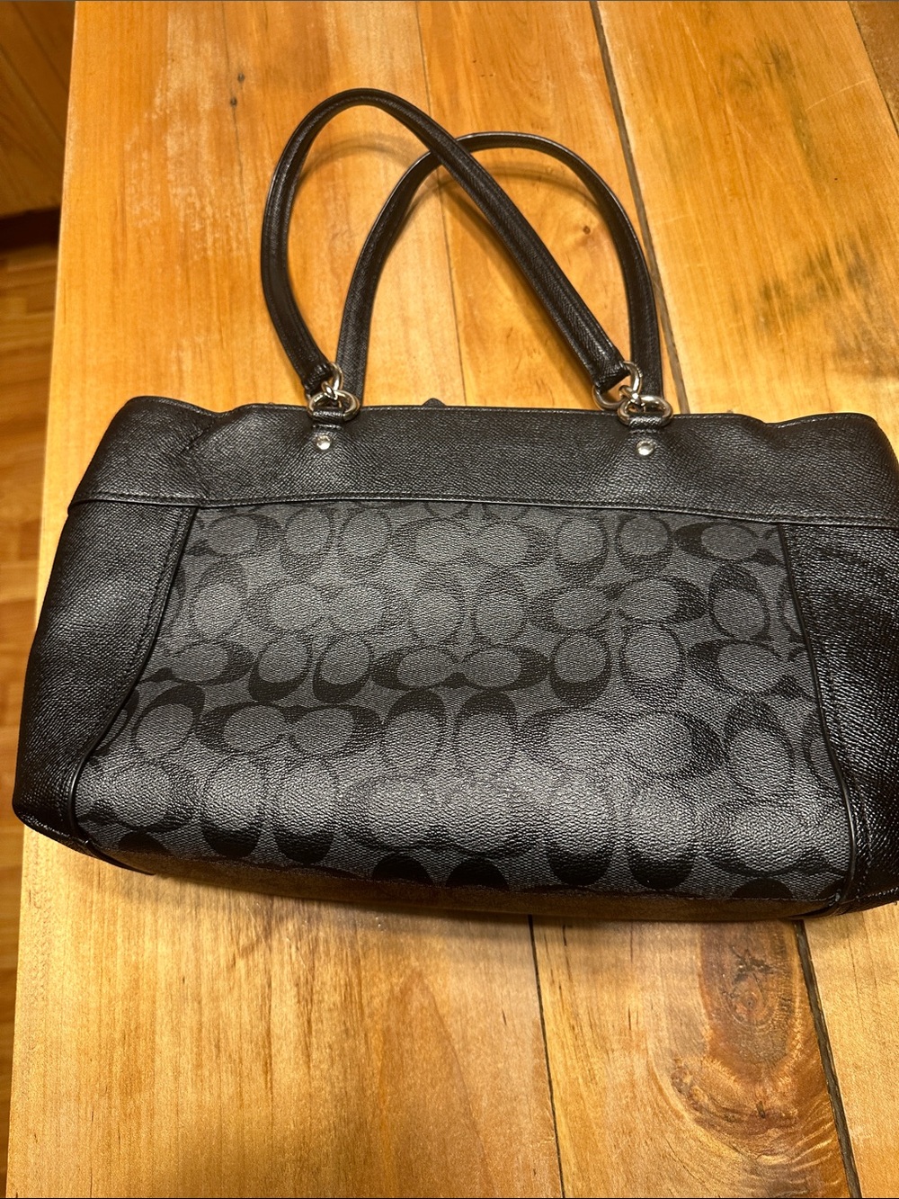 Coach Black Signature Satchel Shoulder Bag - Picture 3 of 5
